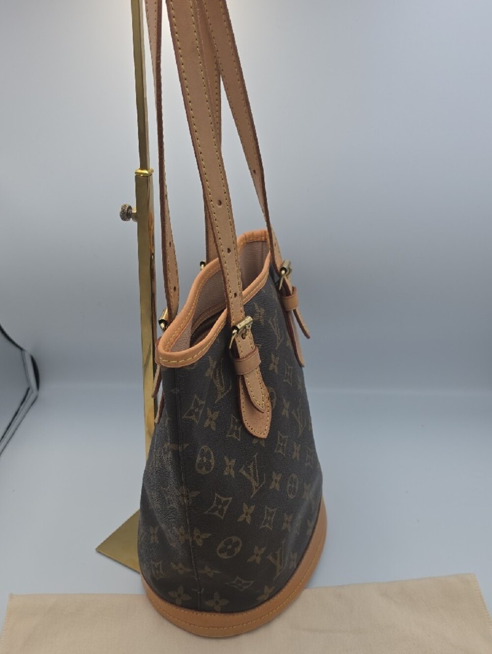 Louis Vuitton Brown Signiture Mono Canvas Petite Shoulder Bucket Bag (EUC)COA✨️ - Picture 7 of 16